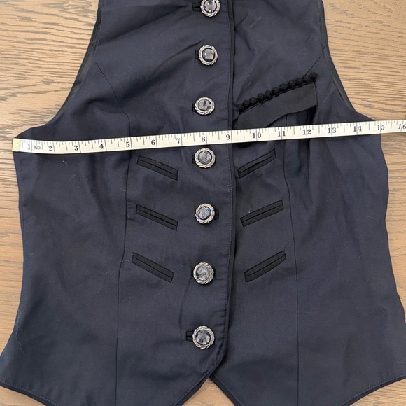 Dark Navy Blue High Neck Button up Vest - Picture 3 of 3